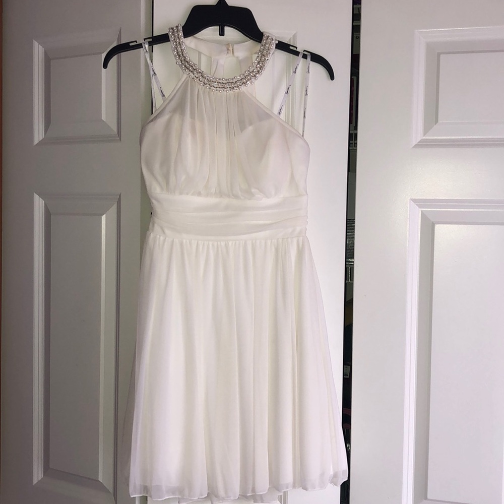 Ivory/Cream Party Dress with Beaded Neck